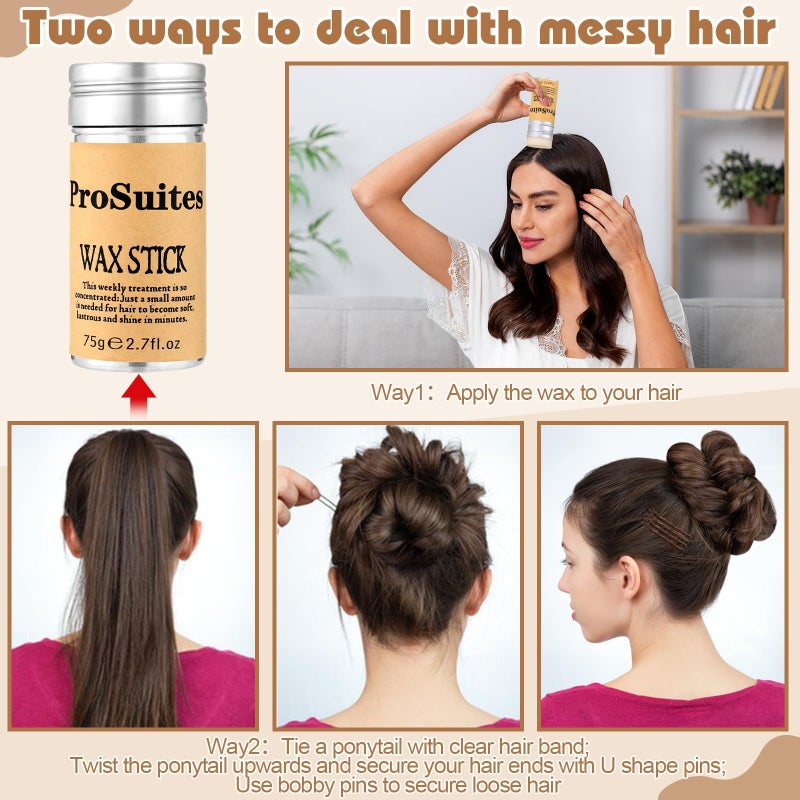 ProSuites Black Bobby Pins for Women with Hair Wax Stick Slick Back Hair Brush Clear Hair Elastics for Women Teen Girls Kids - Image 3